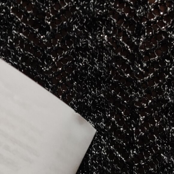 Cathy Daniels L Vintage Y2K Black Metallic Knit Cowl Neck 3/4 Sleeve Sweater Top - Picture 10 of 11